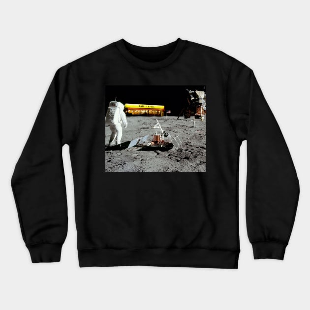 Waffle House Lunar Walk Crewneck Sweatshirt by Jan Lewin Art Store